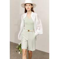 AMII2024秋翻领灯笼袖微透高级感白衬衫女宽松法式上衣衬衣 米白 155/80A/S