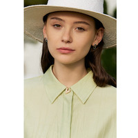 AMII极简优雅宽松压褶肌理梭织袖口系带暗门襟衬衫女 抹茶绿 160/84A/M