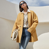 AMII都市通勤全羊毛双面呢西装大衣女年秋冬宽松毛呢外套 新驼色 170/92A/XL