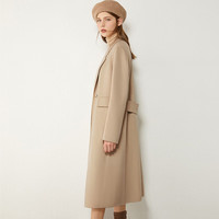 AMIIAmii极简时尚通勤全羊毛双面呢女秋显瘦中长款云呢外套 冷杏色 170/92A/XL