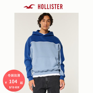 HOLLISTER24春秋款抓绒美式连帽卫衣男装女装KI322-4227 蓝色拼色 M (180/100A)