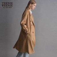 Teenie Weenie小熊秋冬绵羊毛混纺长款毛呢大衣保暖外套女 卡其色 L (170) 170/L
