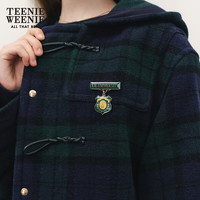 Teenie Weenie小熊秋冬绵羊毛宽松长款牛角扣毛呢外套女 猎人绿 XL (175) 175/XL