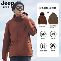 【FN-14】JEEP SPIRIT秋冬户外运动夹克女防风防水登山服男外套 JP613骑士黑-单层薄款 3XL
