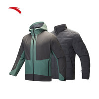 安踏（ANTA）×中国国家地理丨男士户外冲锋衣羽绒服内胆两件套152446607 缥碧绿/城堡灰-2 XL（/180）