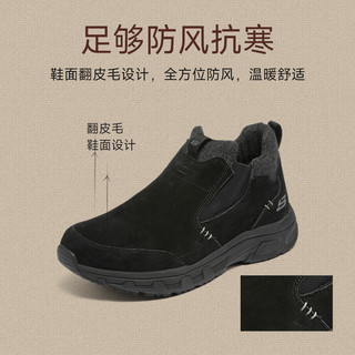 Skechers斯凯奇秋冬季男懒人一脚蹬轻便柔软舒适反皮毛拼接休闲鞋