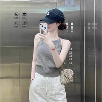 HK 纯欲风挂脖露肩针织衫吊带女夏季新款设计感小众修身外穿短款上衣