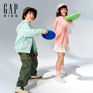 Gap男女童2025春季重磅印花logo连帽卫衣儿童装外套673804 粉色 130 cm(8-9岁)亚洲尺码