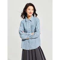 热风衬衫女春季女士口袋舒适宽松牛仔休闲外套 27深兰（简约率性款）F02W4101 L (165) 27深兰（F02W4101） L（165-170）