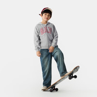 Gap【大小童同款】男女童2025春季logo连帽卫衣儿童装687286 浅灰色 100 cm(2-3岁)亚洲尺码