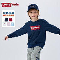 Levi's李维斯【新年系列】儿童卫衣男女童圆领长袖2025春季童装套头 深靛蓝 160 /80 【身高158-170cm】