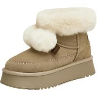 TATA他她雪绒花冬季厚底雪地靴女靴加绒保暖短靴棉鞋WDX20DD4