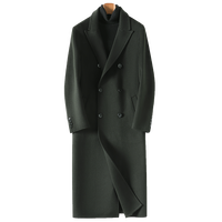 秋冬时尚双面羊绒大衣男长款100%羊毛双排扣过膝毛呢风衣外套加厚