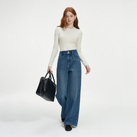 范思蓝恩多巴胺色系基础百搭圆领打底针织衫女冬2024长袖上衣 绿色 M