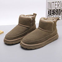 雪地靴男皮毛一体2024东北加厚牛皮纯羊毛短靴冬防滑保暖棉鞋