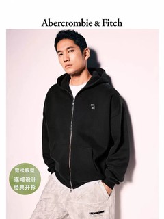 Abercrombie & Fitch AF男装女装情侣装24春秋款经典小麋鹿抓绒卫衣外套KI122-4257