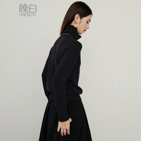 晚白【100%羊毛】流行穿搭红色毛衣2025春季洋气内搭打底高领针织衫女 黑色 L