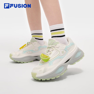 FILA FUSION斐乐潮牌女鞋BIANCO III厚底潮鞋2025夏硬糖鞋3代 标准白/紫罗兰灰-CA 35.5