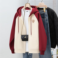 雪中飞 SNOWFLYING卫衣外套女春秋2025女士撞色连帽开衫中宽松上衣PC 咖色17148F 160/84A