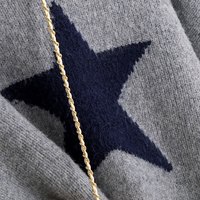 丝柏舍圆领毛衣2024秋季女装宽松款遮肉休闲减龄拼接撞色上衣