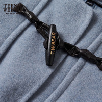 Teenie Weenie小熊秋冬绵羊毛混纺宽松牛角扣毛呢大衣外套 浅蓝色 M (165) 165/M