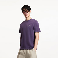 杰克·琼斯（JACK&JONES）男装25年短袖T恤男士夏季100%纯棉圆领潮流休闲明线字母高端半袖 E36葡萄紫 2XL