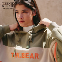 Teenie Weenie小熊冬季美式复古连帽加绒加厚保暖卫衣宽松美拉德女 军绿色 M (165) 165/M