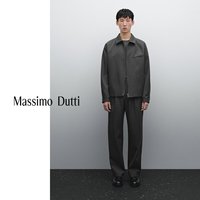 MD 春夏新款MassimoDutti男装 2025新款休闲风老钱风高级感灰色翻领夹克外套02001200802