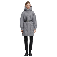 S.DEER圣迪奥女装连帽收腰摇粒绒长款风衣S22481805 浅灰/57 L/170