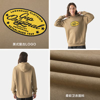 Gap男女装2025春季贴布绣logo袋鼠袋连帽卫衣休闲上衣721290 卡其色 3XL (185/108A)亚洲尺码