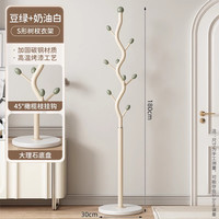 豪美佳 奶油风落地衣帽架卧室落地挂衣架可移动带轮转角床边收纳篮脏衣篓