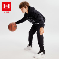 安德玛（Under Armour）男女童加绒连帽卫衣摇粒绒套头卫衣244103156 黑色 170cm 
