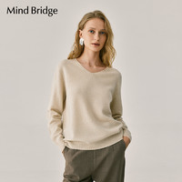 Mind Bridge MB MindBridge百家好秋季女士V领宽松毛衣2024新款纯色慵懒针织衫