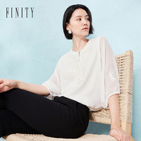 88VIP：Infinity FINITY菲妮迪雪纺衫2025春季新款简约圆领绣花气质上衣女