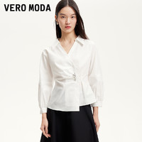 VERO MODA 衬衫女2025春季新款暗扣斜门襟七分袖白衬衫325131009