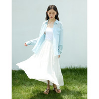 自巧小个子轻薄宽松物理防晒衬衫女2024夏季设计感显瘦上衣 冰川蓝 XS (2码)