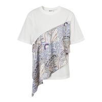 MECITY女士夏季手绘印花全棉拼接小众设计感T恤女518577