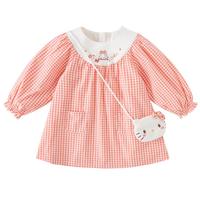 戴维贝拉联名款女童连衣裙春装女宝宝裙子儿童格子裙