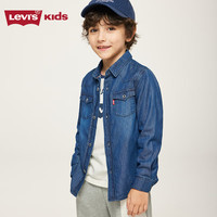 Levi's李维斯童装春秋款男童衬衫牛仔儿童经典水洗设计男女童衬衣长袖 映像蓝 110 /52 【身高98-104cm】 110/52(4)