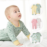 Minizone 件装宝宝新生儿婴儿斜开拉链长袖连体衣哈衣爬服宝宝衣服
