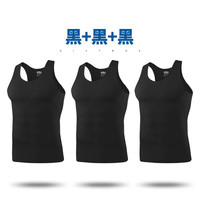 雅鹿3件装男士背心男100%纯棉夏季运动宽肩打底吸汗无袖汗衫坎肩 【黑黑黑】纯棉背心3件 3XL 【150-180斤】