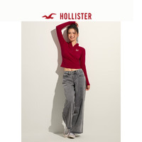 HOLLISTER25春新款红色多色美式图案半高领长袖T恤女装KI357-4024 红色 S (165/88A)