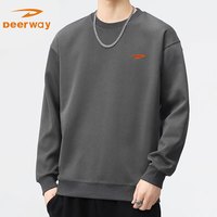 Deerway德尔惠男士卫衣春秋款圆领运动风抗寒长袖高街重磅简约保暖内搭套头上衣