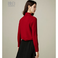晚白【100%羊毛】流行穿搭红色毛衣2025春季洋气内搭打底高领针织衫女 红色 M