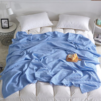 南极人（Nanjiren）A类针织全棉毛巾被纯棉空调被夏季毛毯盖毯办公室午睡毯儿童毯 湖蓝【A类全棉 亲肤透气】 200x230cm【A类双人毯】