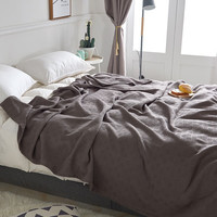 南极人（Nanjiren）A类针织全棉毛巾被纯棉空调被夏季毛毯盖毯办公室午睡毯儿童毯 褐色【A类全棉 亲肤透气】 200x230cm【A类双人毯】