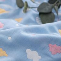 南极人（Nanjiren）A类针织全棉毛巾被纯棉空调被夏季毛毯盖毯办公室午睡毯儿童毯 彩云蓝【全棉六层 亲肤透气】 100x150cm【A类儿童毯】