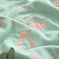 南极人（Nanjiren）A类针织全棉毛巾被纯棉空调被夏季毛毯盖毯办公室午睡毯儿童毯 动物园【全棉六层 亲肤透气】 150x200cm【A类单人毯】