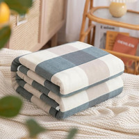 南极人(Nanjiren)A类针织全棉毛巾被纯棉空调被夏季毛毯盖毯办公室午睡毯儿童毯 日式大蓝【全棉六层 亲肤透气】 150x200cm【A类单人毯】