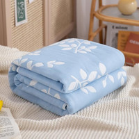 南极人(Nanjiren)A类针织全棉毛巾被纯棉空调被夏季毛毯盖毯办公室午睡毯儿童毯 叶语蓝【全棉六层 亲肤透气】 200x230cm【A类双人毯】